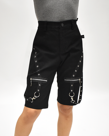 BERMUDA DE GABARDINA CON CINTAS Y CIERRES (7817386491983)